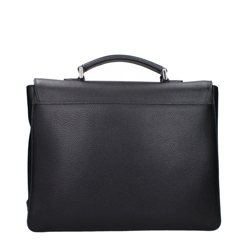 Prada Black Leather Business And Laptop Bags